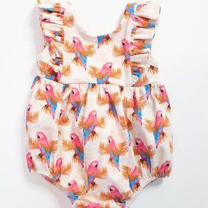 Amelia Romper in Parrots Baby Bubble